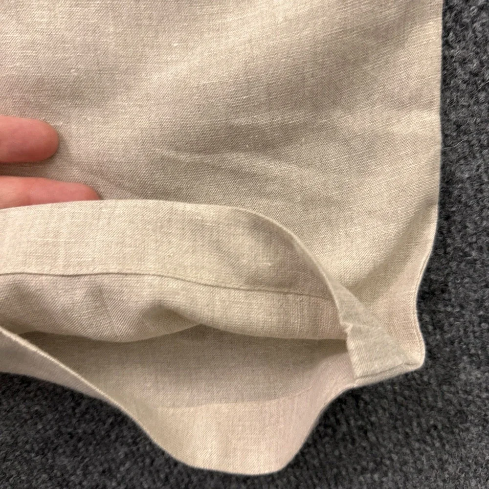 Jos A Bank Linen Cotton Pants Mens 40x28 Beige Tailored Drawstring Trousers